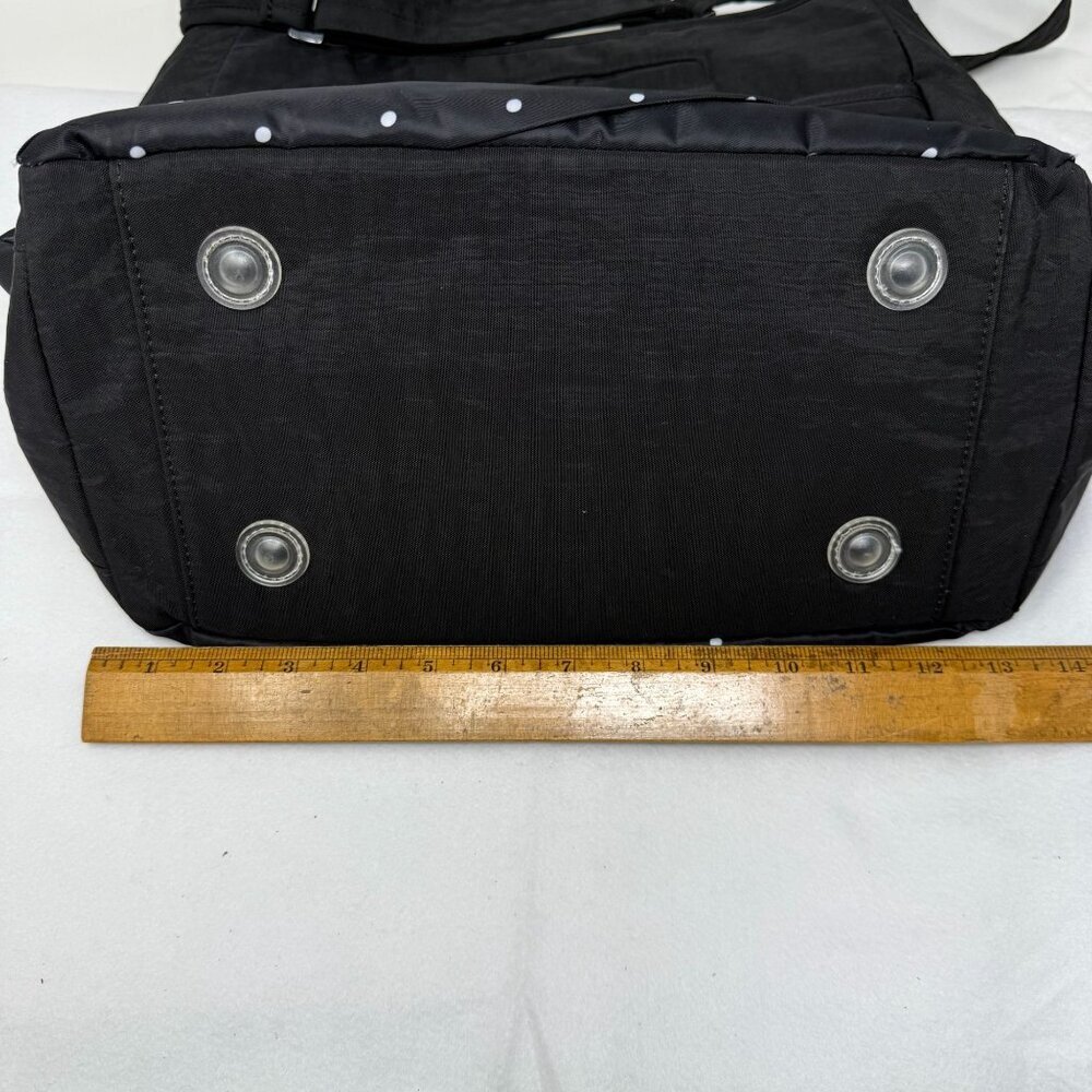 Lug Parachute Black Crossbody Tote Bag Polka Dot Insulated Pocket Diaper Travel - Picture 9 of 10